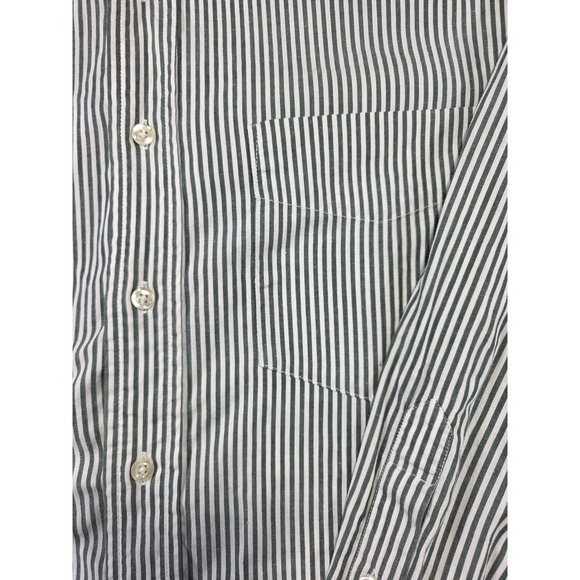 Duck Head Mens Large Green White Stripe Button Down Shirt Cotton Preppy Casual - Picture 2 of 9